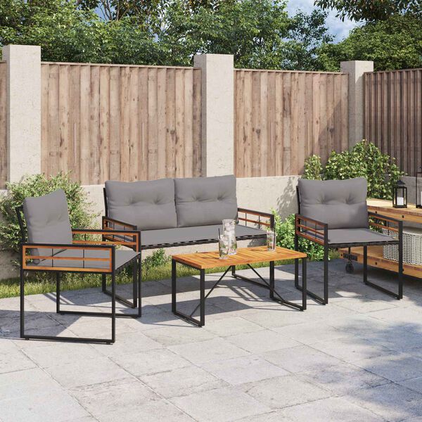 vidaXL Outdoor Furniture Set with Cushion 4 pcs Light Grey