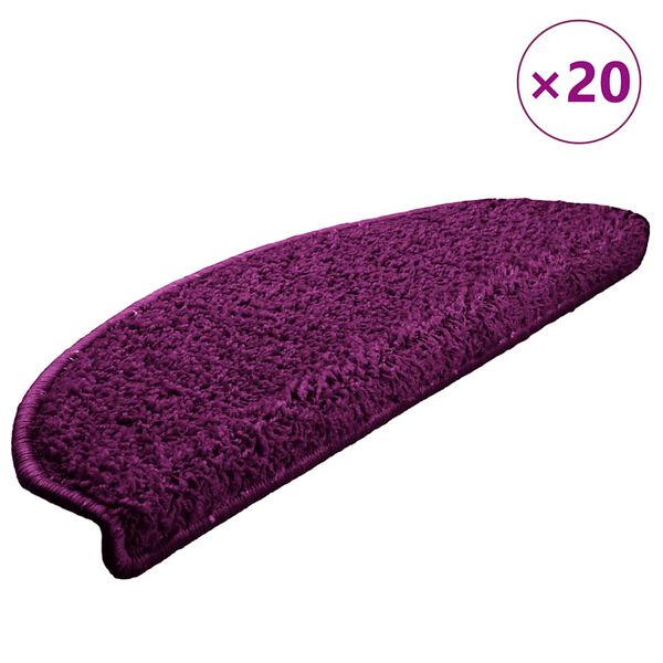 vidaXL Stair Mats 20 pcs 65x21x4 cm Violet Half Round Large