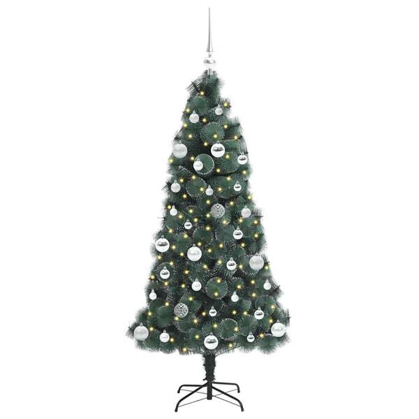 vidaXL Artificial Pre-lit Christmas Tree with Ball Set Green 150 cm