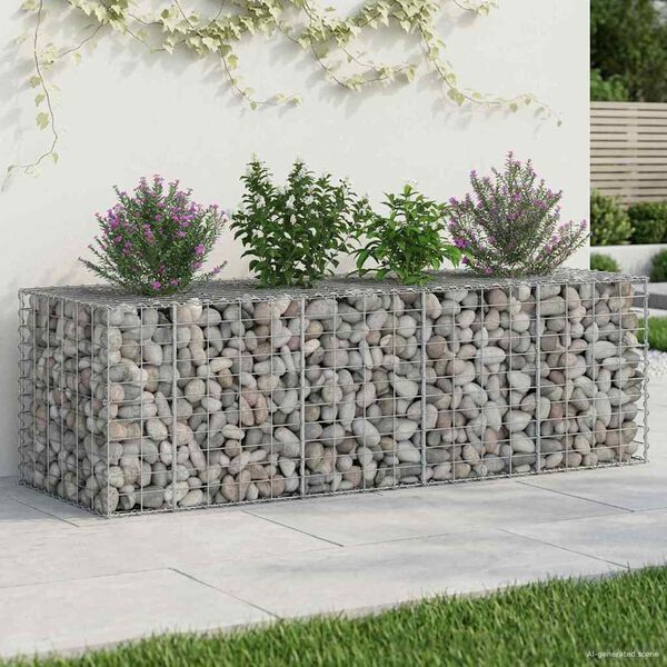 vidaXL Gabion Raised Bed Silver 180 x 60 x 55 cm Galvanised Steel