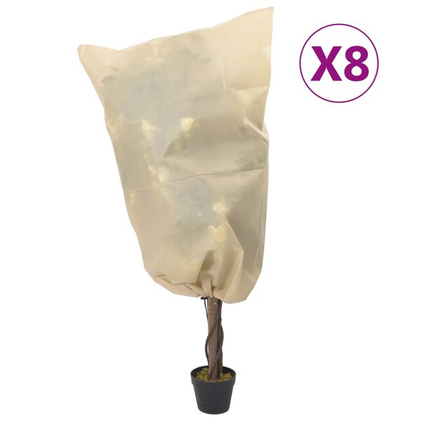 vidaXL Plant Fleece Covers with Drawstring 8 pcs 70 g/m&sup2; 0.8x0.8 m