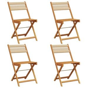vidaXL Folding Garden Chairs 4 pcs Beige Solid Wood Acacia