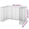 vidaXL Gabion Wall for Garbage Bins Galvanised Steel 180x100x110 cm