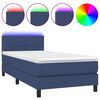 vidaXL Box Spring Bed with Mattress&LED Blue 90x190cm Fabric