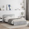 vidaXL Bed Frame with Headboard and LED Concrete Grey 120x190 cm Small Double