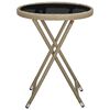 vidaXL Tea Table Beige 60 cm Poly Rattan and Tempered Glass