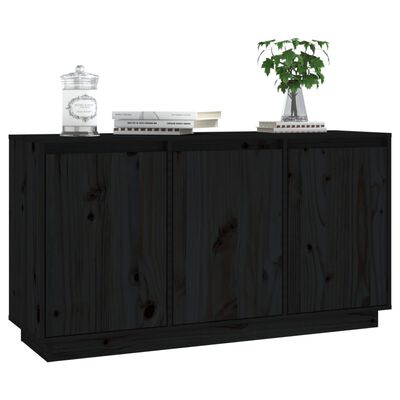 vidaXL Sideboard Black 111x34x60 cm Solid Wood Pine