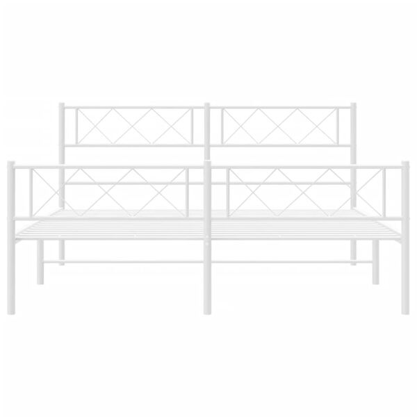 vidaXL Metal Bed Frame without Mattress with Footboard White 120x200cm