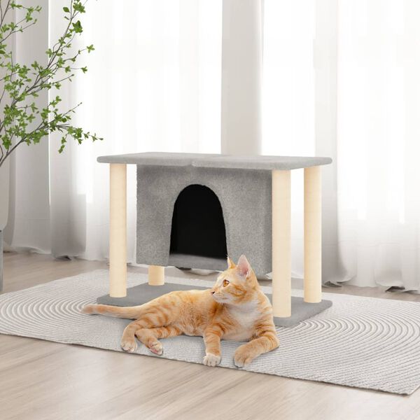 vidaXL Cat Tree with Sisal Scratching Posts Light Grey 50 cm