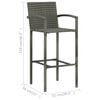 vidaXL Bar Stools 4 pcs Grey Poly Rattan