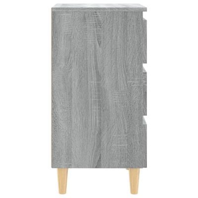 vidaXL Bed Cabinet with Solid Wood Legs Grey Sonoma 40x35x69 cm