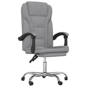 vidaXL Reclining Office Chair Light Grey Fabric