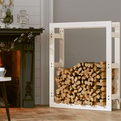 vidaXL Firewood Rack White 80x25x100 cm Solid Wood Pine