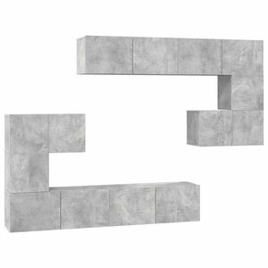 vidaXL 8 Piece TV Cabinet Set Concrete Grey Engineered Wood