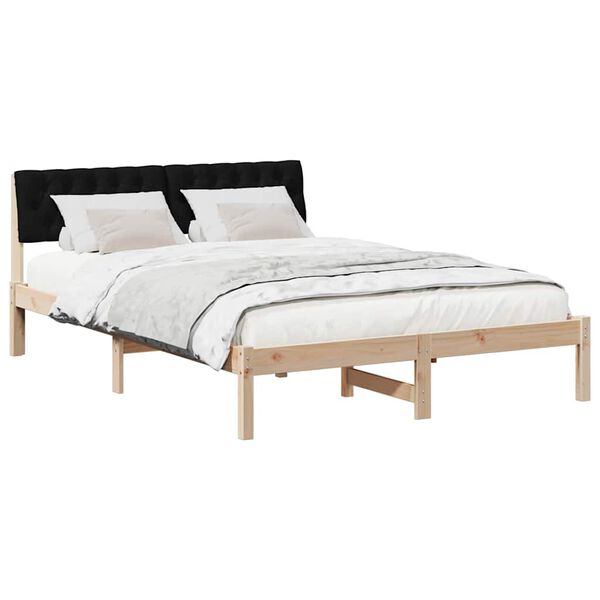 vidaXL Bed frame Brown and black 140 x 200 cm Solid pine wood