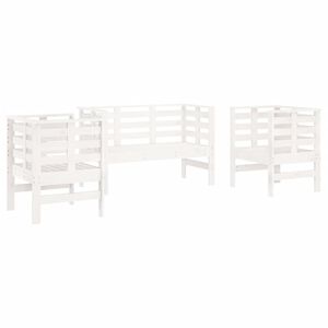 vidaXL 3 Piece Garden Lounge Set White Solid Wood Pine