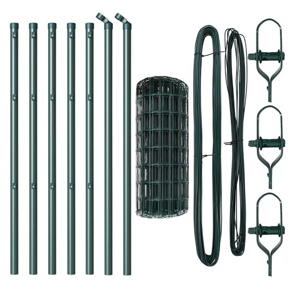 vidaXL Fence with Post Green 0.6 x 10 m Steel and PVC