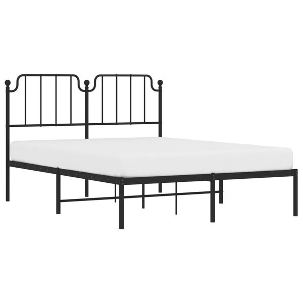 vidaXL Metal Bed Frame without Mattress with Headboard Black 140x190cm
