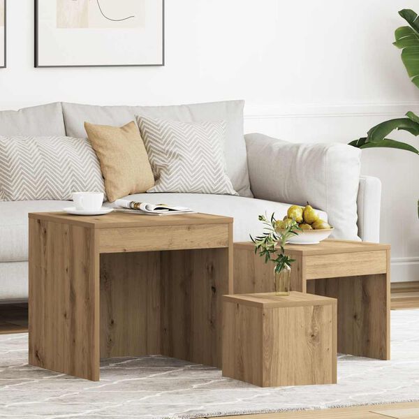 vidaXL Nesting Tables 3 pcs Artisan Oak Engineered Wood