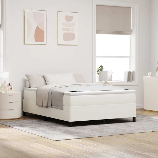 vidaXL Bed Frame Cream 140 x 190 cm Corduroy fabric
