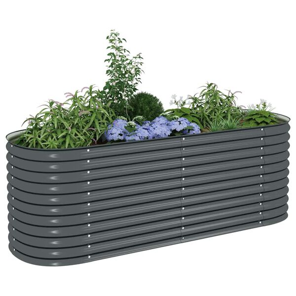 vidaXL Garden Raised Bed 240x80x81 cm Galvanised Steel Grey