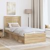 vidaXL Bed Frame with Headboard Sonoma Oak 75 x 190 cm Solid Pine Wood