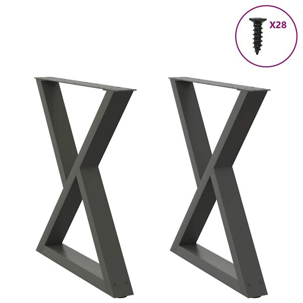 vidaXL Dining Table Legs 2 pcs Anthracite 80x(72-73.3) cm Steel