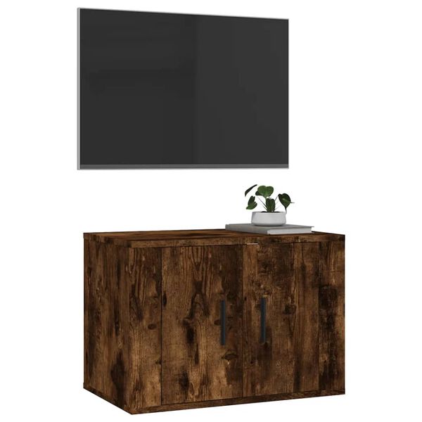 vidaXL Wall Mounted TV Cabinet Smoked Oak 57x34.5x40 cm
