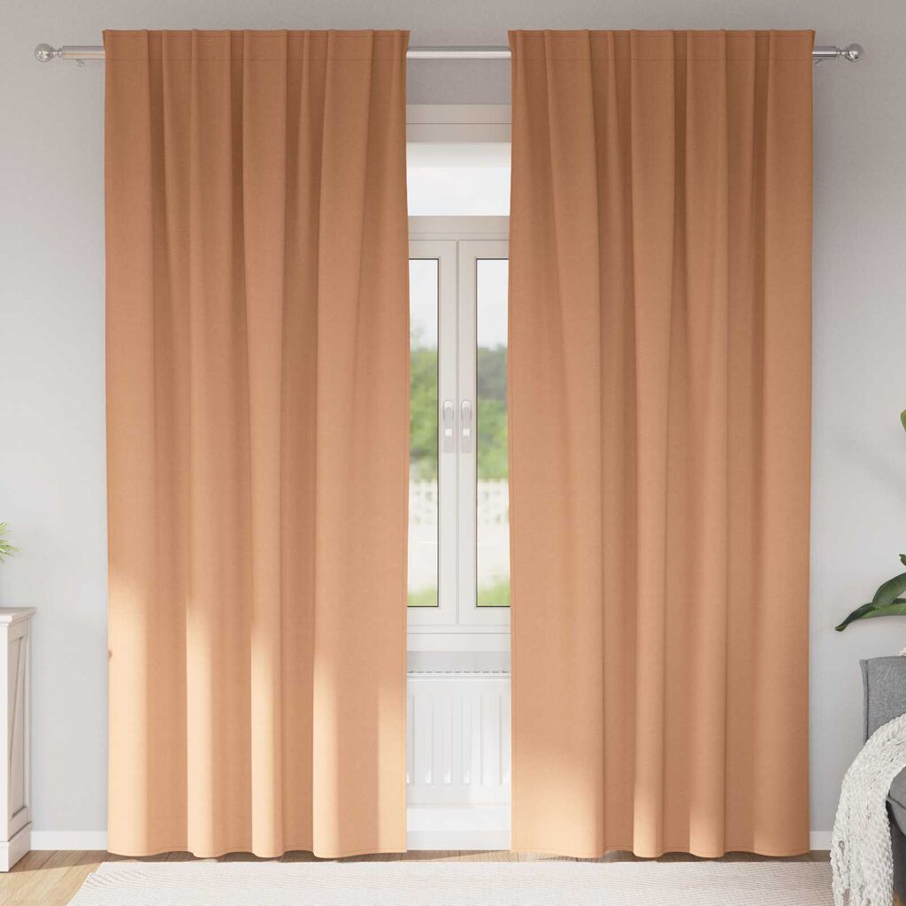 vidaXL Curtains with Curtains 2 pcs Light brown 225 x 140 cm Polyester