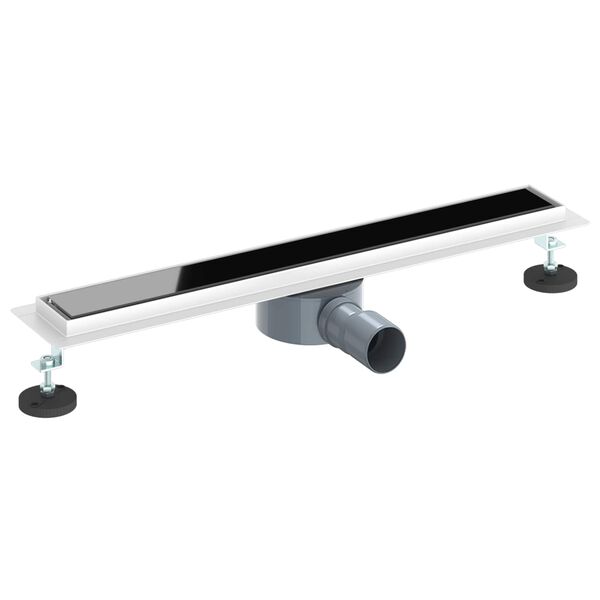 vidaXL Shower Drain Glass Cover with 360&deg; Siphon Black 60 cm