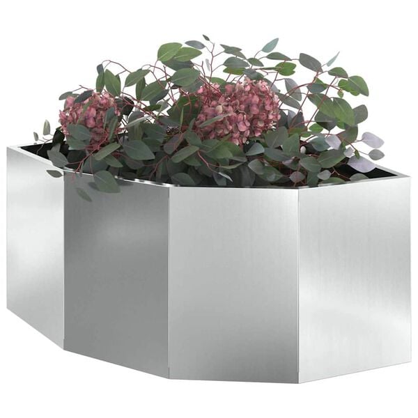 vidaXL Corner Planter Silver 60 x 60 x 35 cm Galvanised steel