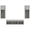vidaXL 5 Piece TV Wall Units with LED Grey Sonoma Engineered Wood