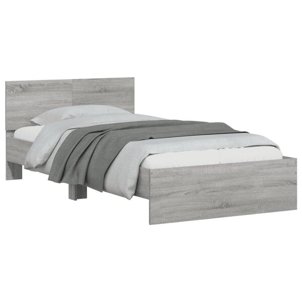 vidaXL Bed Frame without Mattress with Headboard Grey Sonoma 100x200 cm