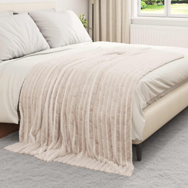 vidaXL Throw Blanket Beige 200 x 150 cm Fleece
