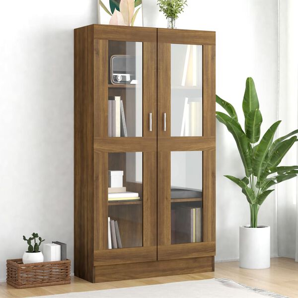 vidaXL Vitrine Cabinet Brown Oak 82.5x30.5x150 cm Engineered Wood