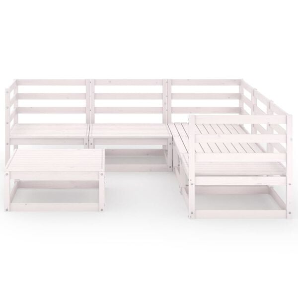 vidaXL 6 Piece Garden Lounge Set White Solid Pinewood