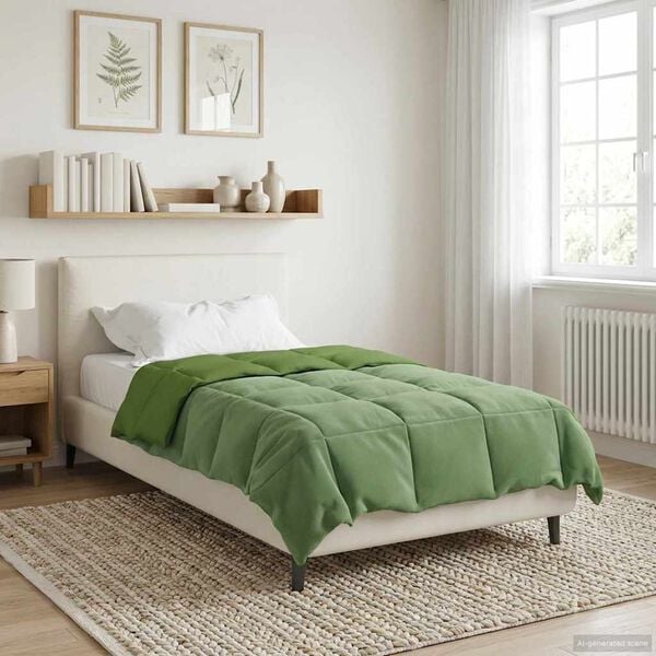 vidaXL Winter Duvet Quilted Green 140 x 200 cm Microfiber