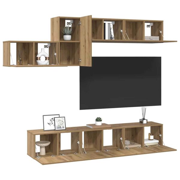 vidaXL TV Cabinet Set with Drawer 7 pcs Artisan oak 60 x 30 x 30 cm