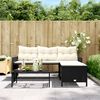 vidaXL Garden Sofa with Table and Cushions L-Shaped Black Poly Rattan