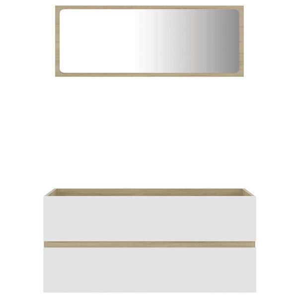 vidaXL 2 Piece Bathroom Furniture Set White and Sonoma Oak Engineered Wood