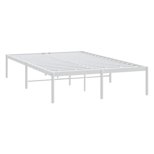 vidaXL Metal Bed Frame without Mattress White 135x190cm