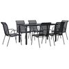 vidaXL 7 Piece Garden Dining Set Black Steel and Textilene
