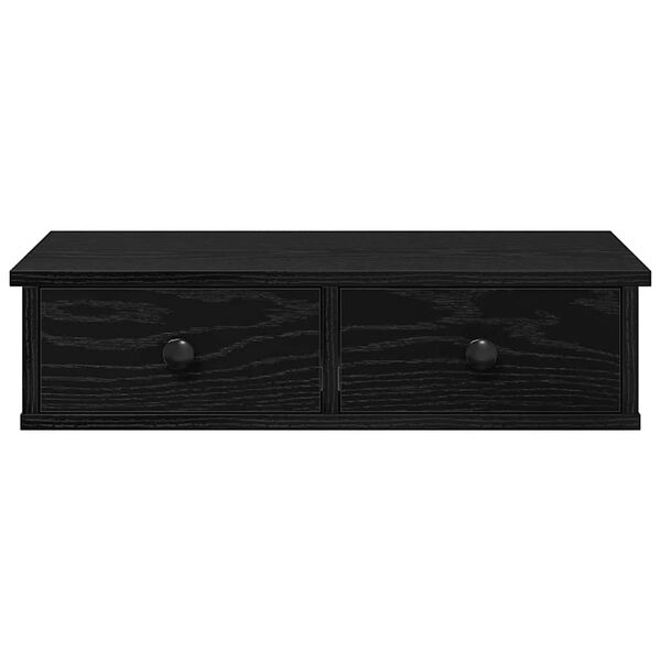 vidaXL Wall Shelf with Drawers Black 60x28x15 cm Engineered Wood