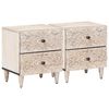 vidaXL Bedside Cabinet 2 pcs White 40 x 33.5 x 46 cm Solid Mango Wood