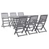 vidaXL 7 Piece Garden Dining Set Solid Acacia Wood Grey