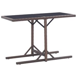 vidaXL Outdoor Table | Brown | Poly rattan, powder-coated steel, glass | Small