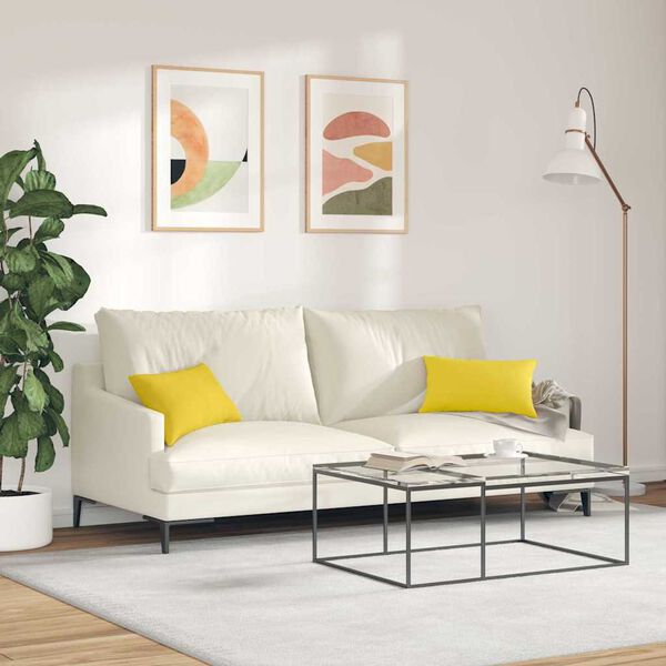 vidaXL Sofa Pillows 2 pcs Light Yellow 50 x 30 cm Fabric