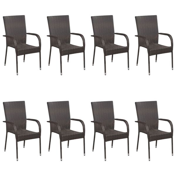 vidaXL 9 Piece Garden Dining Set Poly Rattan Brown