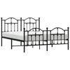 vidaXL Metal Bed Frame without Mattress with Footboard Black 140x200cm