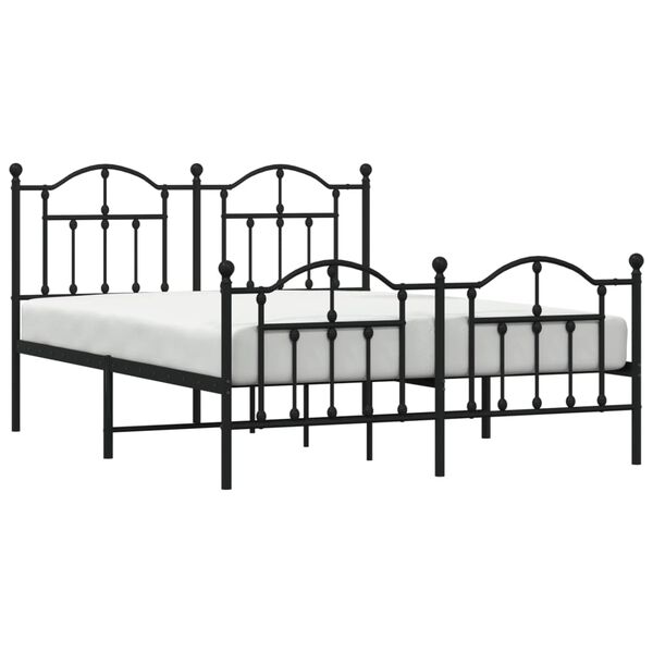 vidaXL Metal Bed Frame without Mattress with Footboard Black 140x200cm